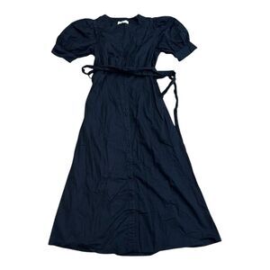 Love, Whit by Whitney Port Black Cotton Puff Sleeve Midi Shirt Dress M